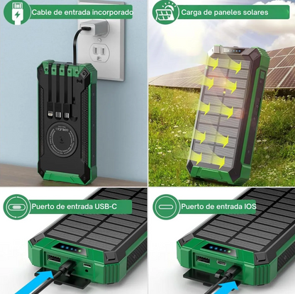 🔋☀️ CARGADOR SOLAR 40000mAh POWER BANK ⚡📱 ¡Energía ilimitada donde vayas! 🚀
